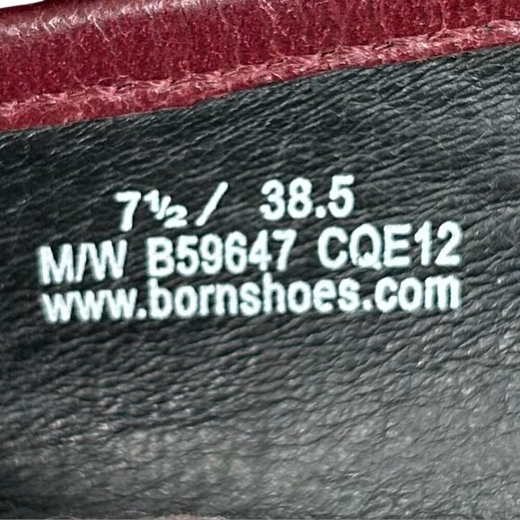 Born Burgundy Beaded Bow Leather Slip-On Ballet Flat Shoes Size 7.5 - Picture 8 of 10